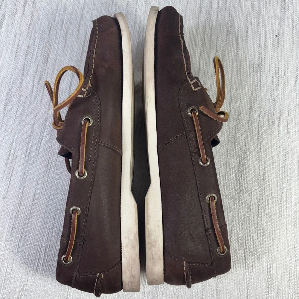 LL‎ Bean Casco Bay Boat Shoes Mens Dark Brown Nubuck Leather Loafers Deck Shoes